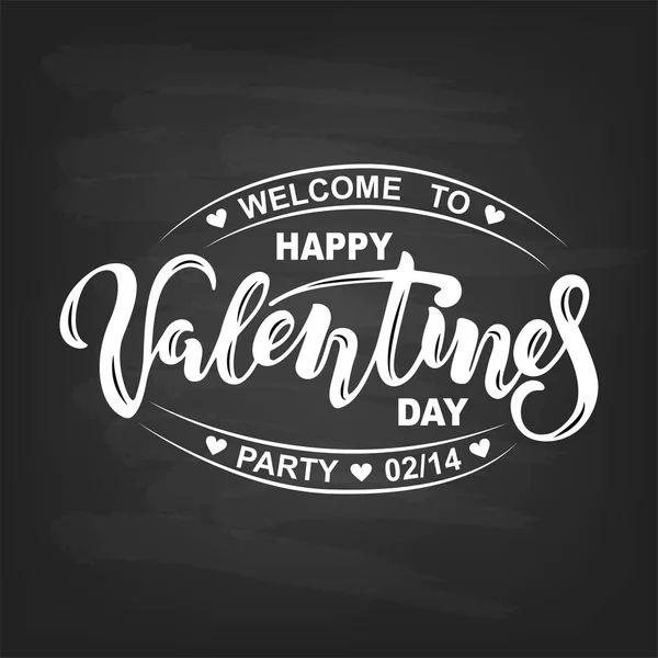 Welkom Valentijnsdag Partij Tekst Geïsoleerd Een Gestructureerde Achtergrond Hand Getekend — Stockvector