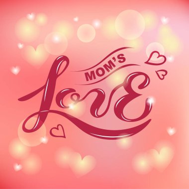 Annemin aşk metin üzerinde arka plan bulanık izole. Parşomen kız, çocuk giyim, Bebek dükkanı için. Aşk yazı logo, rozet, simge, etiket elle çizilmiş. İlham teklif kartı, davet, afiş.