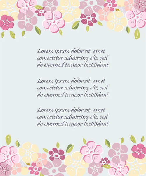 Template Flowers Party Invitation Greeting Card Postcard Girl Birthday Mother — стоковый вектор