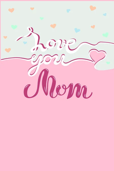Szerelmes Aranyos Háttéren Anyu Szöveg Kézzel Rajzolt Betűkkel Szerelem Anya — Stock Vector