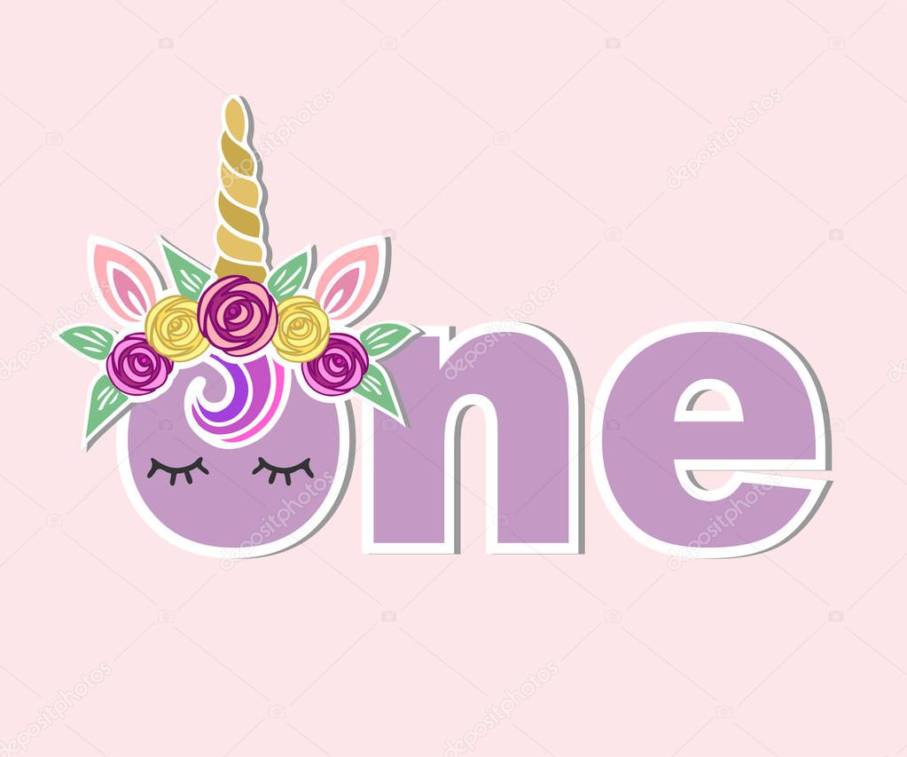 pony ears template vector illustration one unicorn horn ears flower