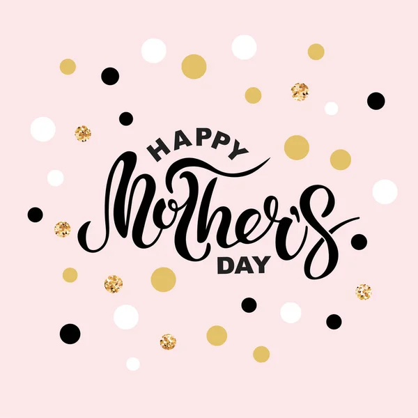 Happy Mother Day Text Isolated Pink Background Hand Drawn Lettering — Stock Vector