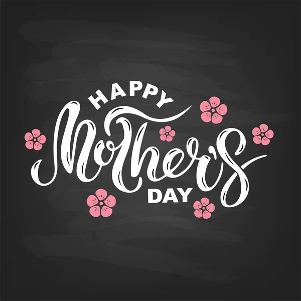 Happy Mother Day Text Flowers Isolated Textured Background Hand Drawn — Stock Vector