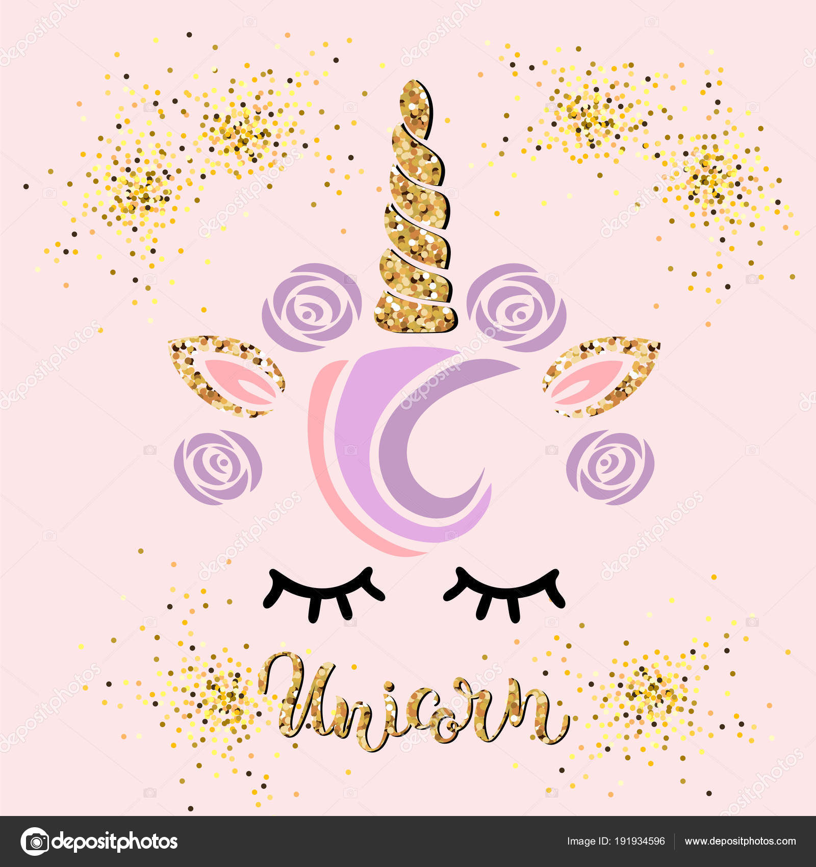 Illustrazione Vettore Con Unicorno Scritto Mano Lettering