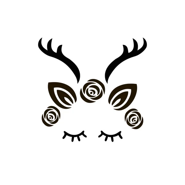 かわいい鹿はベクトルのロゴ バッジ パッチのイラストです 招待状 誕生日 ご挨拶 パーティー クリスマス動機の鹿 — ストックベクタ