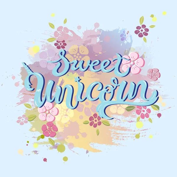 Unicornio Texto Cumpleaños Aislado Sobre Fondo Color Pastel Letras Unicornio — Archivo Imágenes Vectoriales