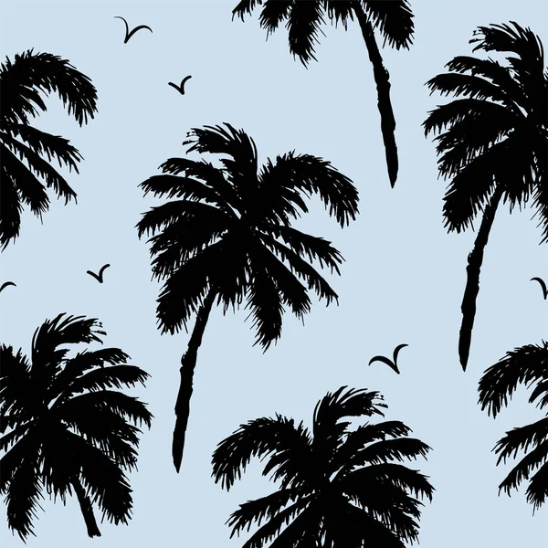 Palmiye Ağaçlarıyla Kusursuz Desen Vektör Illüstrasyonu — Stok Vektör
