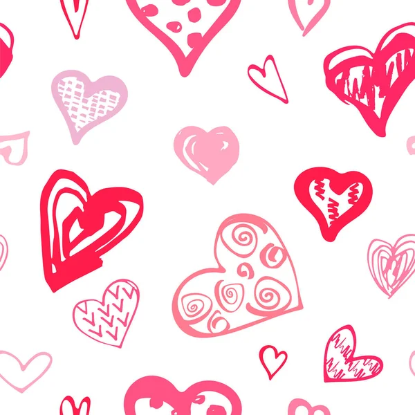 Patrón Sin Costuras Con Forma Corazón Dibujado Mano Estilo Boceto — Vector de stock