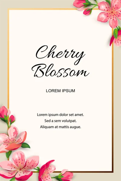 Spring Invitation Blossom Sakura Cherry Flowers Place Text Great Oriental — Stok Vektör
