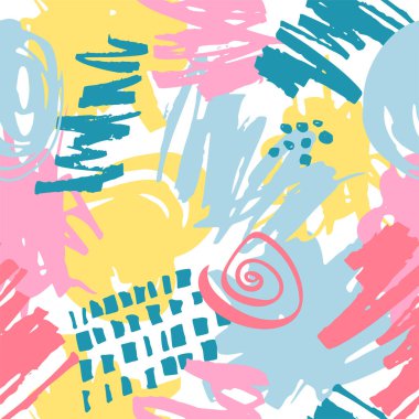 Kusursuz desenli, el çizimi stil lekeli. Vektör illüstrasyonu.