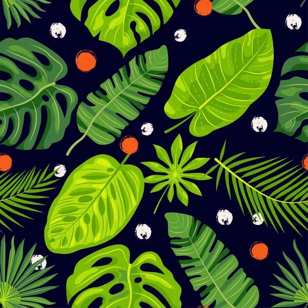 Dżungla Tropikalne Liście Bez Szwu Ilustracja Wektora — Wektor stockowy