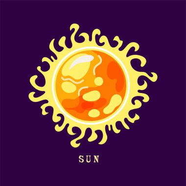 Hava için güneş, yaz, patlama, parlaklık, logo, dış uzay. Vektör illüstrasyonu arka planda izole edildi. Düz biçim tasarımı.