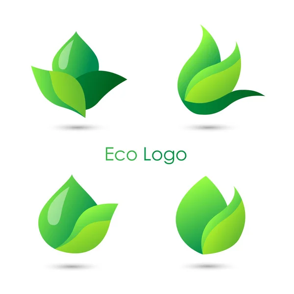 Logotipo ecológico verde ou conjunto de ícones, produto orgânico natural limpo — Vetor de Stock
