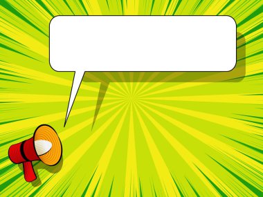 Çizgi roman arka plan ile megafon ilan