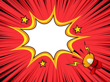 Çizgi roman dergisi hoparlör duyuru arka plan