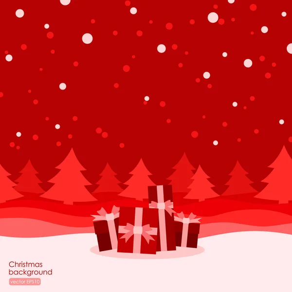 Merry Christmas geschenkdozen, vlakke nieuwe jaar vooravond, stijl wenskaart — Stockvector