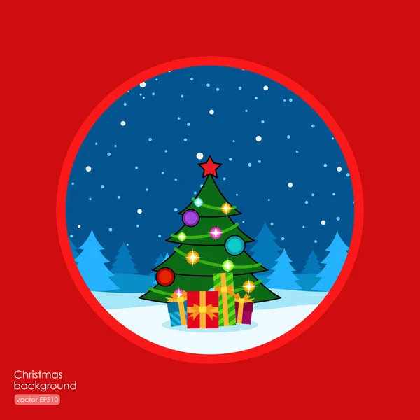 Háttér-Merry Christmas tree és ajándék doboz — Stock Vector