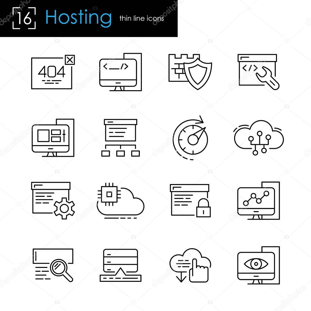 Internet Hosting and Server Data Transfer Icon set