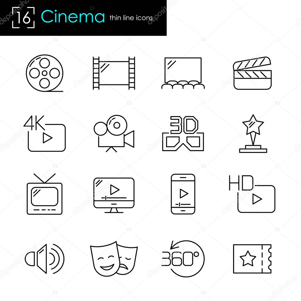 Cinema and movie making business related vector icons