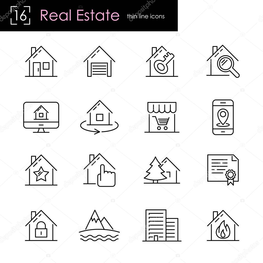 Real estate thin line icons