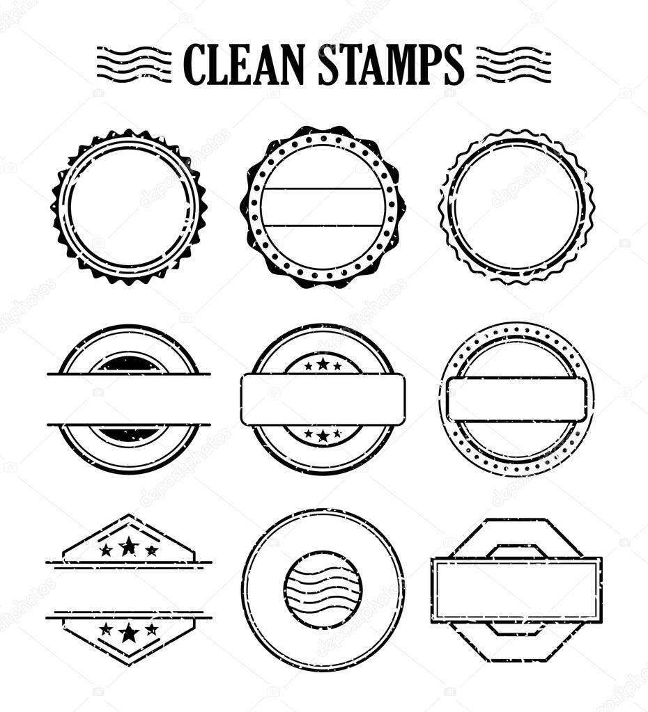 Rubber ink stamp vector set
