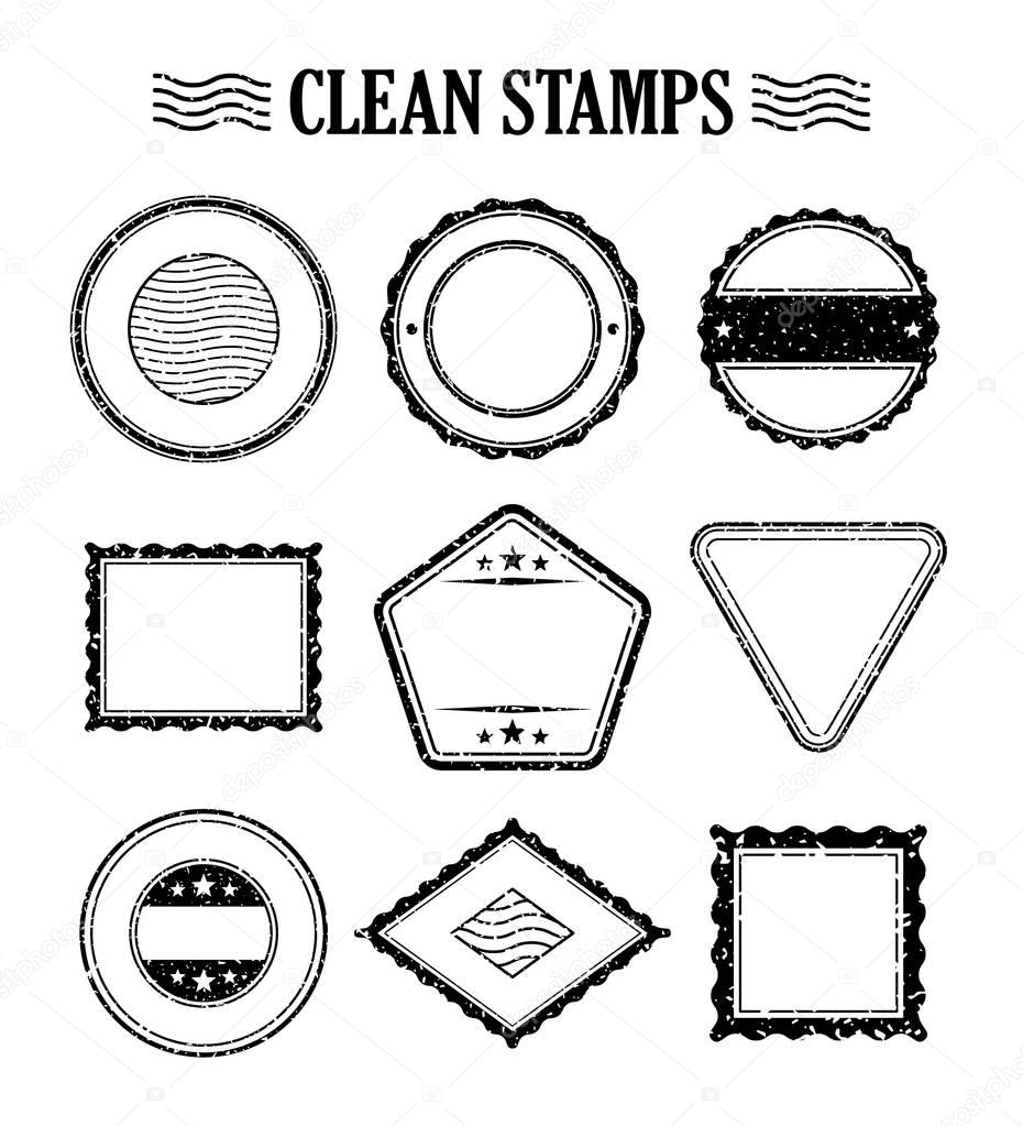 Blank rubber stamp set vector