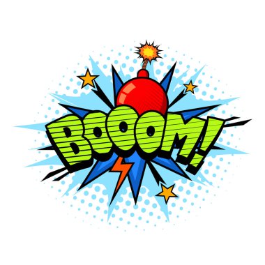Süper kahraman çizgi roman konuşma balonu, patlama ses efekti