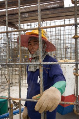 Bangkok, Tayland, işçiler üst kısmında bir şantiye