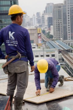 Bangkok, Tayland, işçilerin bir şantiye 