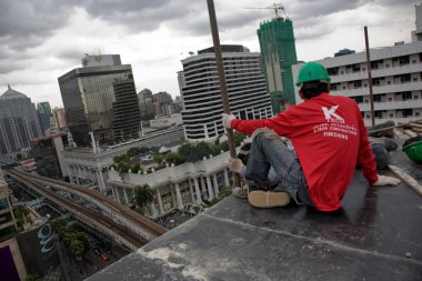 Bangkok, Tayland, işçilerin bir şantiye 