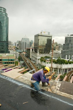 Bangkok, Tayland, işçilerin bir şantiye 