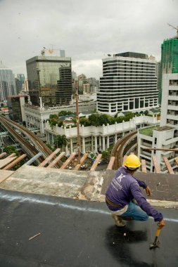 Bangkok, Tayland, işçilerin bir şantiye 
