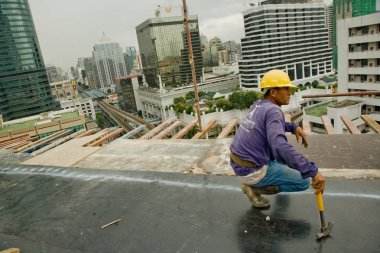 Bangkok, Tayland, işçilerin bir şantiye 