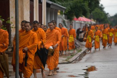 Luang Prabang, Laos geçit veren keşiş sadaka.