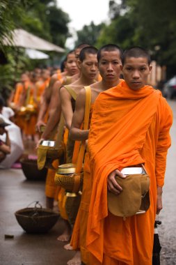 Luang Prabang, Laos geçit veren keşiş sadaka.