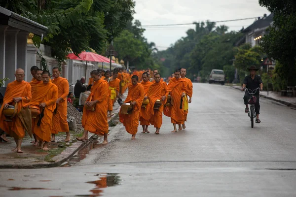 Monk Alms Giving Procession i Luang Prabang, Laos . – stockfoto