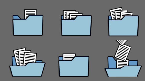 animation des icônes de dossier et des pages imprimées, boucle et canal alpha 