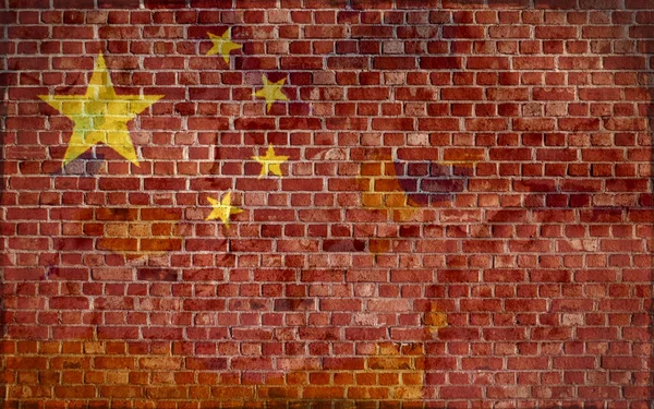 Drapeau américain peint sur un mur de briques — Photo
