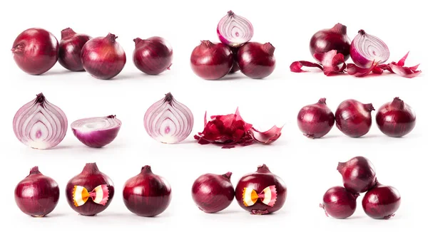 Composite with red onions isolated on white background — Stock Photo, Image