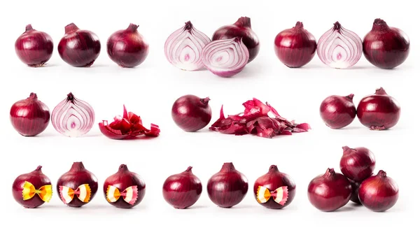 Composite with red onions isolated on white background — Stock Photo, Image