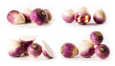 Beyaz arka plan üzerinde izole şalgam ile kompozit