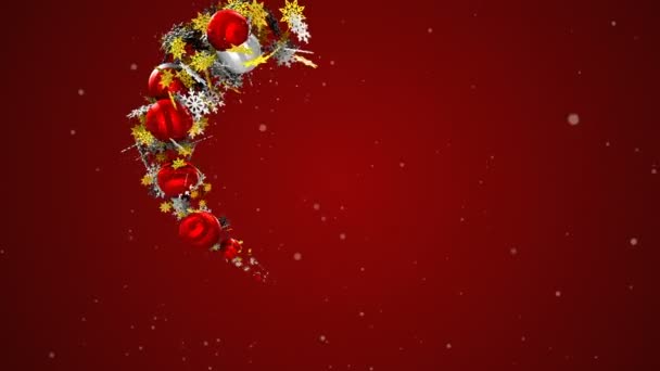 Christmas Garland Form Hjärta Animerade Röd Bakgrund Partikel Animation — Stockvideo