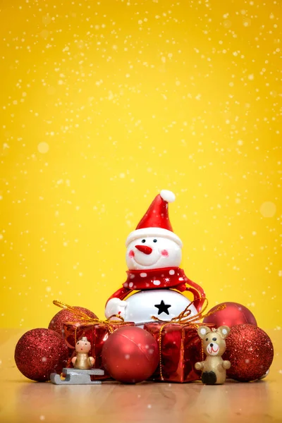 Christmas Decoration Elements Toys Gift Boxes Colorful Background — Stock Photo, Image