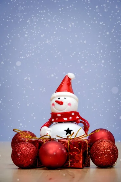 Kerst Decoratie Elementen Speelgoed Geschenkdozen Kleurrijke Achtergrond — Stockfoto