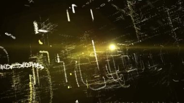 Siyah arka plan üzerinde kelime bitcoin parçacık animasyon