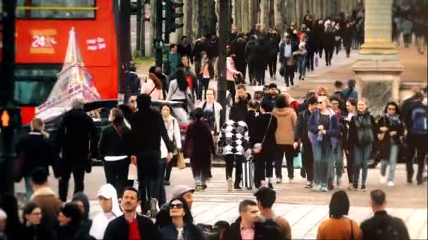 観光客の群れがコンコルド チュイルリーの庭に参加するを交差させるパリ フランス 2018 — ストック動画