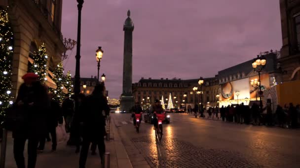 Paris Fransa Aralık 2019 Paris Teki Ünlü Vendome Meydanı Noel — Stok video