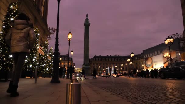Paris Fransa Aralık 2019 Paris Teki Ünlü Vendome Meydanı Noel — Stok video