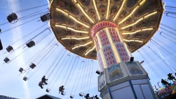 Paris France December 2019 Funfair Paris Magnificent Old Style Carousel — Stock Video