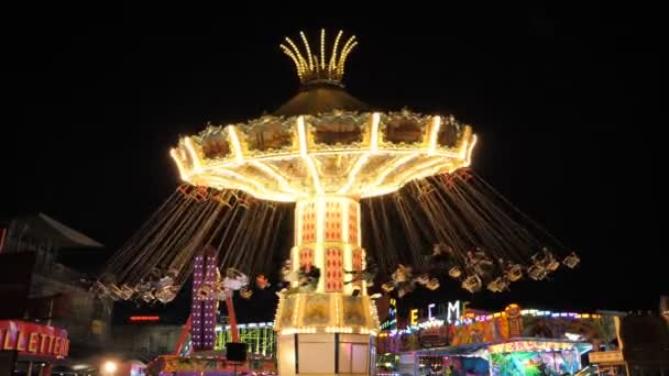 Parijs Frankrijk December 2019 Een Kermis Parijs Prachtige Oude Carrousel — Stockvideo